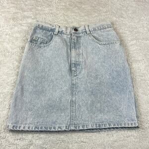 Vintage 80s Paris Sport Club acid wash denim pencil mini skirt, size 7 or 8